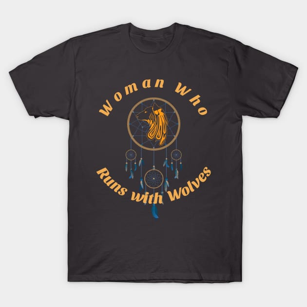 Wolf Dream Catcher Woman's Wolf Design T-Shirt by AtkissonDesign